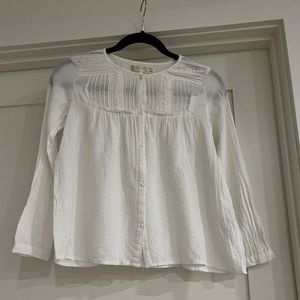 Girls Zara white button up blouse.